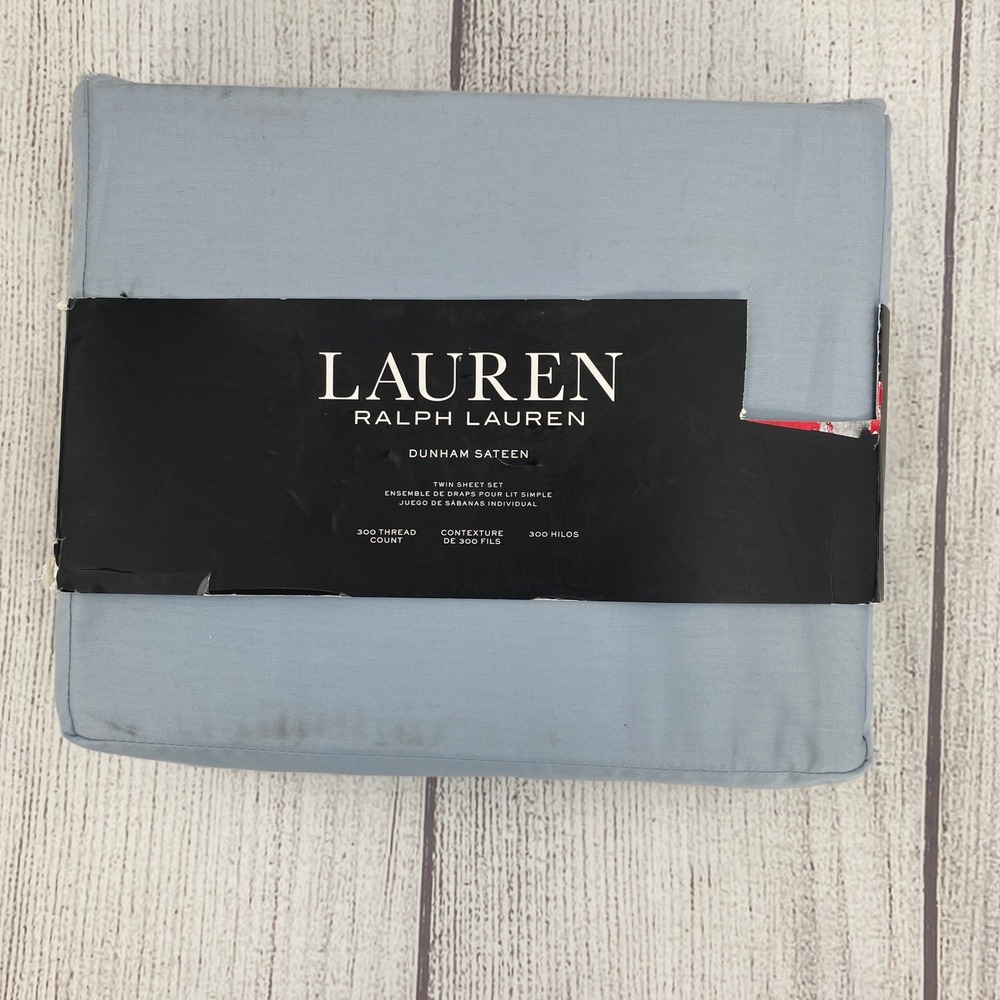 Lauren Ralph Lauren Sheet Set Twin Celestial Blue Dunham Sateen 300TC Cotton